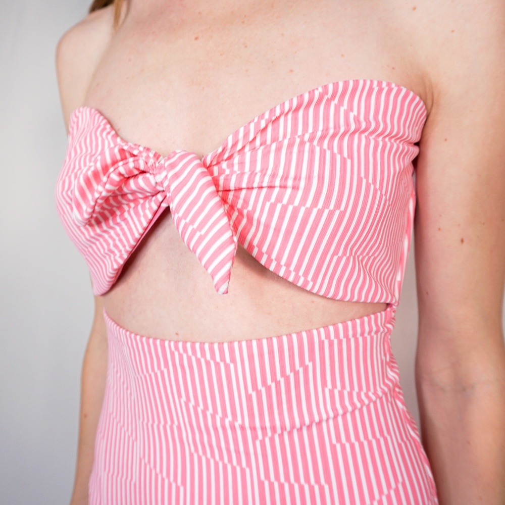ONIA Marie Pink Striped One-Piece Swimsuit NWOT - Picture 6 of 6